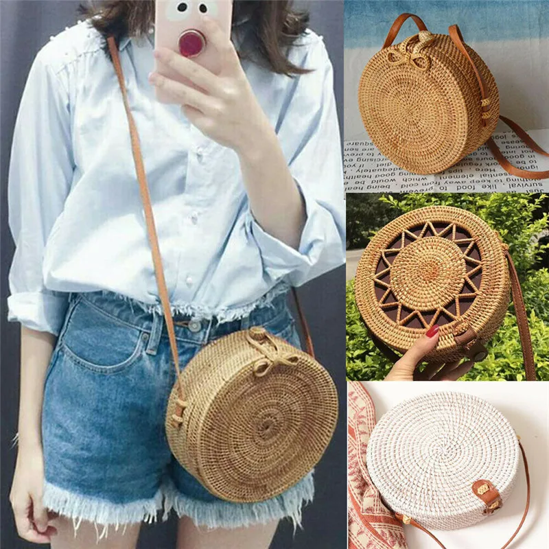 Las mujeres Boho de mimbre bolsos de hombro bolso 2019 de moda de verano clásico de cuero Las mujeres Boho de mimbre bolsos de hombro bolso 2019 de moda de verano clásico de cuero