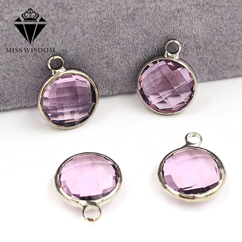 

NEW 12mm Pink round alloy Surrounding Single loop sew on rhinestones glass crystal Pendant diy wedding dress Bracelet earrings