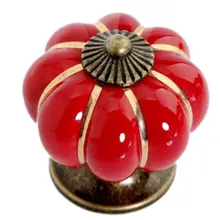 Pomos de cerámica de calabaza Vintage de alta calidad para puerta cajón de armario alacena tirador de cocina negro/Verde/amarillo/rojo