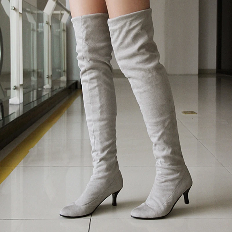 2016 New Brand Winter Women Over The Knee Boots Elastic Suede Leather Lady Sexy High Heels