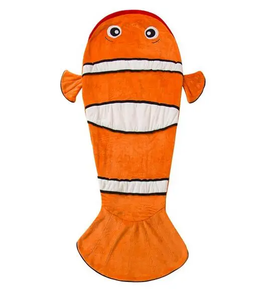 

Boys' Sleeping Bags 2017 Winter Children's Double Flannel Sleeping bag Cartoons Blanket Clownfish Keep Outerwear For 4-9Years