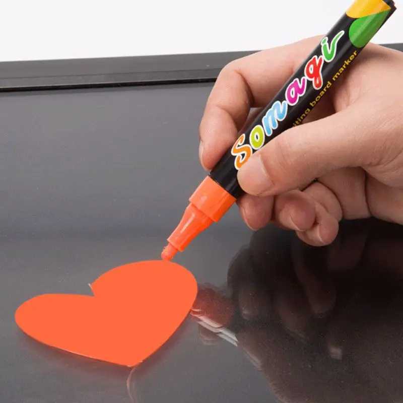 8 Cores Marcador Fluorescente Líquido Chalk Caneta para Led Placa de Escrita de Néon Lousa de Vidro Pintura de Graffiti 10 marcador de giz líquido para placa de