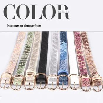 

belts women fashion floral waist black white casual red hook Imitation woven pattern fashion elegant ladies belt waist