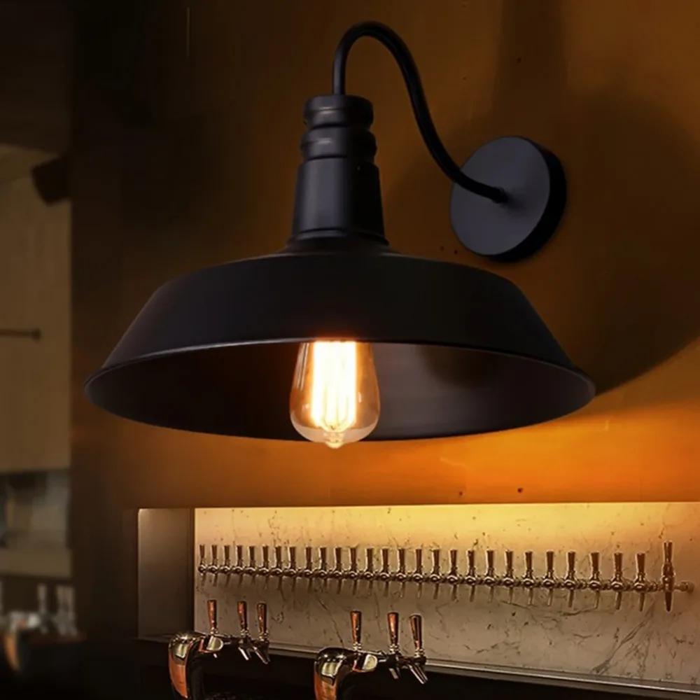 

E27 American Style Bar Wall Lamp Brief Pendant Light Vintage Restaurant Lights Iron Wall Light For Home Decor with Bulb
