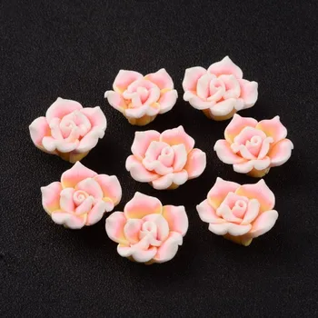 

200pcs Handmade Polymer Clay 3D Rose Flower Beads for for jewelry making Mixed/Pearl Pink Color bead 20x9mm, Hole: 2mm F80