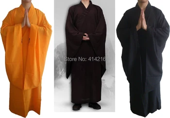 

Buddhist monk robe zen Buddhism Meditation lay haiqing martial arts suits nun uniforms black+yellow+brown 3pcs/lot