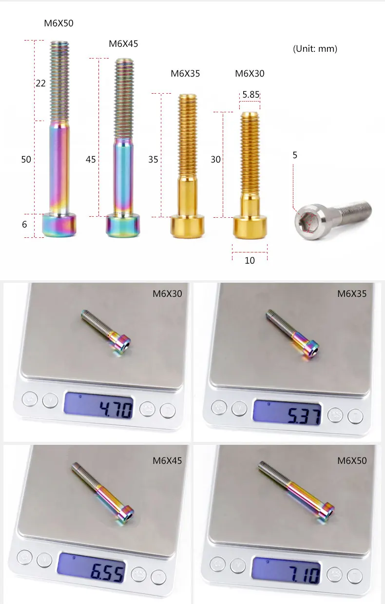Deemount 2 шт M6 Титан болты 30/35/45/50 мм для велосипедов гарнитура крепления Стволовых Топ Кепки Ti винты mtb велосипеды bmx застёжки