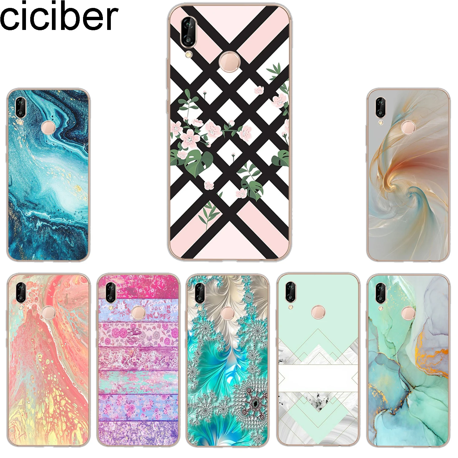 

ciciber Phone Cases for Huawei P20 P8 P9 P10 Mate 20 10 9 Lite 2017 X Pro TPU Cover for Huawei P Smart 2019 Marble Stripe Design