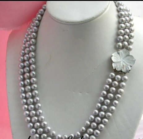 

ddh001827 REAL 3row 24" 10mm gray fw pearl necklace shell 28% Discount