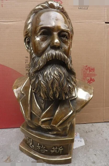 

50CM 20"Chinese Bronze Carved Great Engels Statue