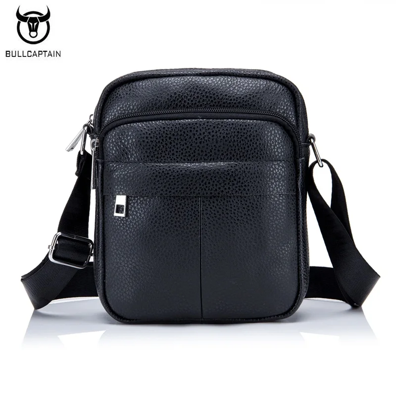 

BULLCAPTAIN Brand Design Men Bag Genuine Leather Fashion Men Small Flap Shoulder Crossbody Bags Casual Man Messenger Bag