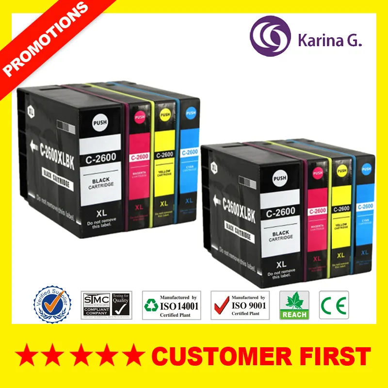 Совместим с Canon PGI2600 для Canon MAXIFY IB4060 MB5060 MB5160 MB5360 MB5460 и т. Д - Цвет: 2Sets ( 8PCS )