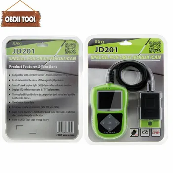

10pcs Best high quality Original JDiag JD201 JD 201 Code Reader For OBDII/EOBD/CAN OBDII Cable comes with LED Light
