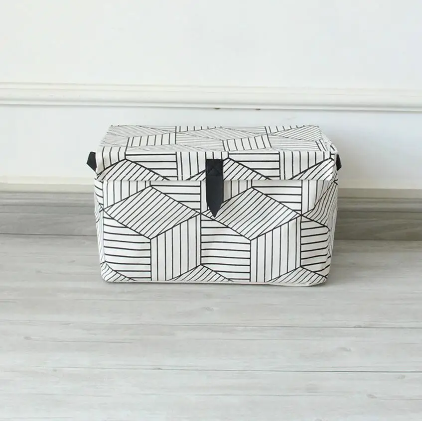 Новый Полосатый Настольный ящик для хранения органайзер одежды из льна и хлопка