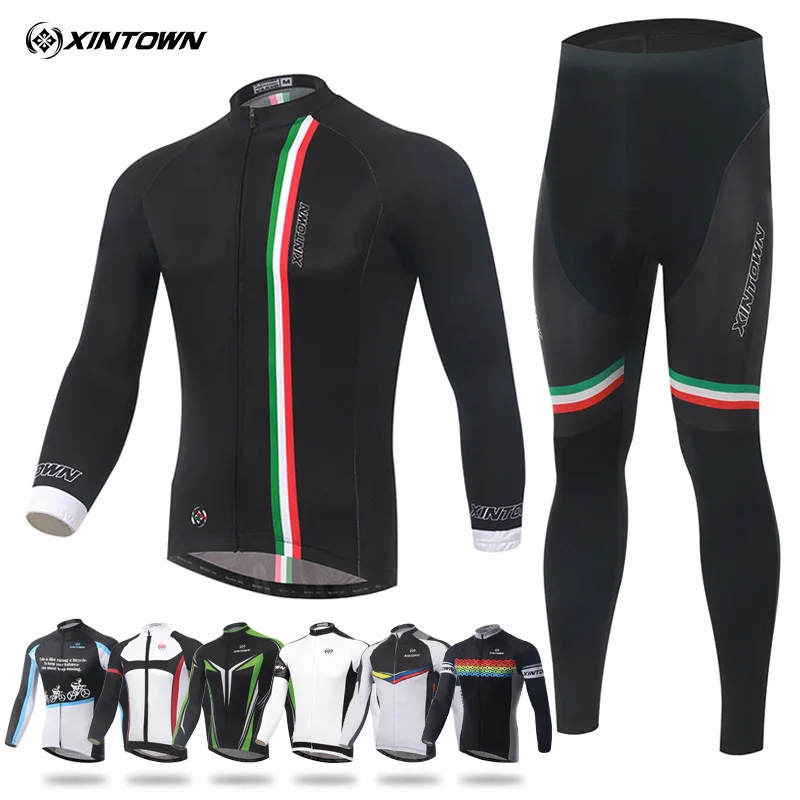 

XINTOWN Spring Autumn Pro Team Cycling Jersey Sets Long Sleeve Bicycle Bike Clothing Cycle Bib Pantalones Ropa Ciclismo Invierno