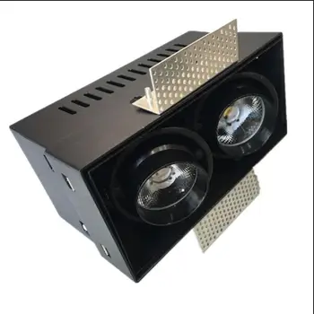 

Free Shipping Square 1*12W 2*12W COB LED Down Light LED Recessed Ceiling Lamp Single/Double Head Downlight led Grille Spot Light