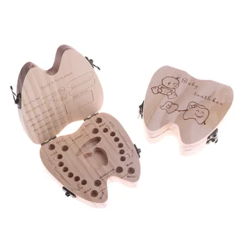 

Wooden Baby Tooth Box Organizer Save Collection Teeth Best Grow Gift Milk Tooth Storage Box For Baby Boy Girl