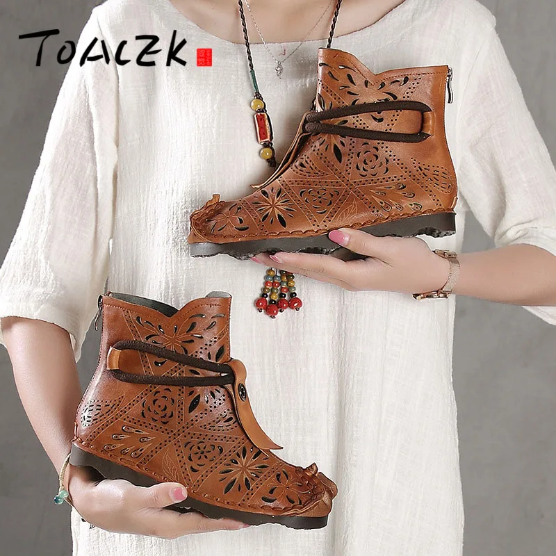 

Retro leather women's sandals ethnic style handmade shoes spring and summer sheepskin hollow sandals