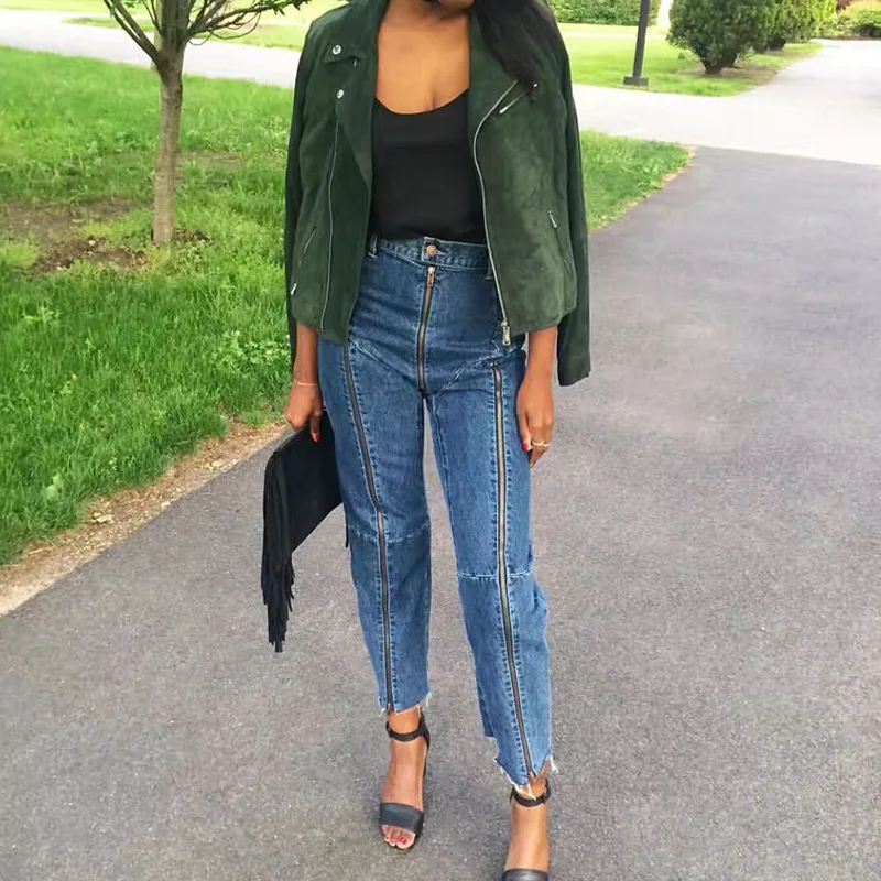 2019 Korean Version of The New Multi-zipper Design Irregular Nine Points Pencil Pants Sexy High-waisted Jeans Women Trousers 2019 Korean Version of The New Multi-zipper Design Irregular Nine Points Pencil Pants Sexy High-waisted Jeans Women Trousers