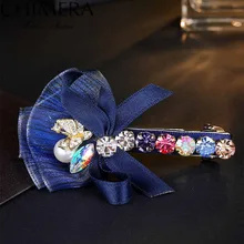 Bling Perla de Imitación de Cristal Rhinestone Horquillas de Clip de Pelo para Las Mujeres Mariposa Haar Broche Pinza de Pelo Cola de Caballo Clip de Horquillas