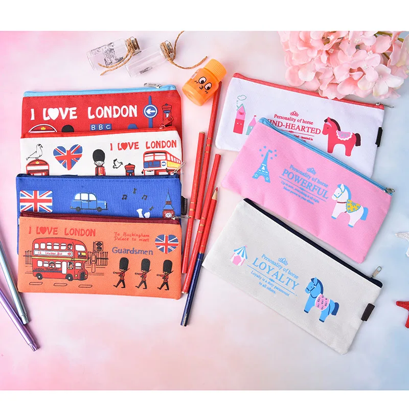 

I love London style Soldier Oxford pencil case Creative England design Storage Stationery School Supplie Student Gift