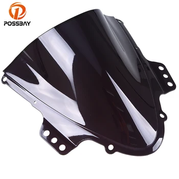 

POSSBAY Black/Clear Motorcycle Windshield for Suzuki GSXR 1000 K5 2005-2006 Street Bike Wind Deflector Double Bubble Windscreen