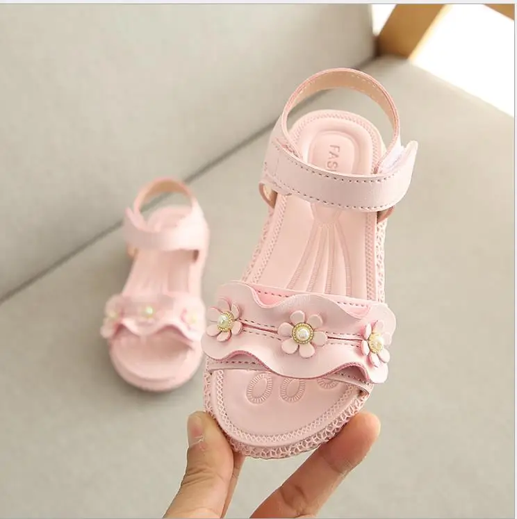 

2019 New Summer Children Shoes Toddler Little Girls Sandals Leather Princess Flower Shoes Soft Baby Kids Sandals For Girls 21-30