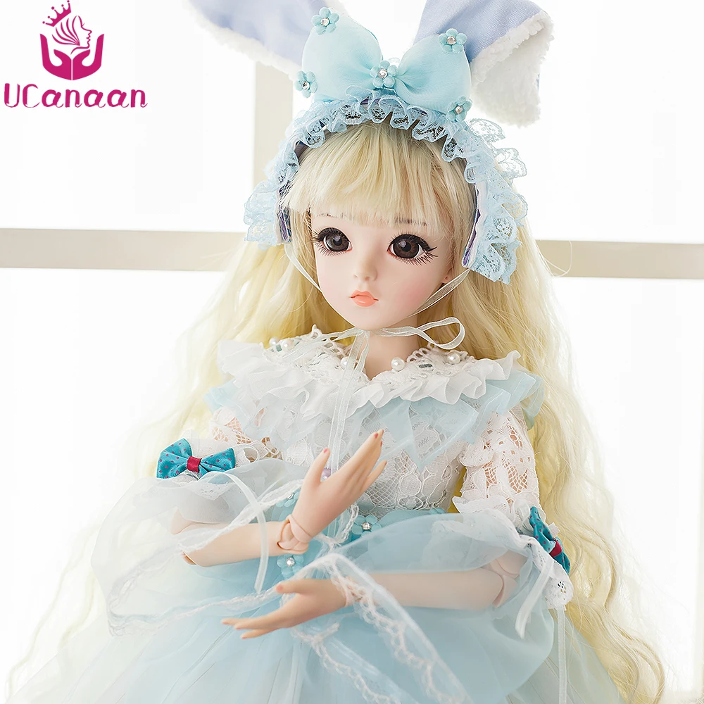 

UCanaan KD Doll 1/3 BJD SD Dolls With All Outfit Clothes Shose Wigs Makeup Rabbit Girl Kawaii Toys For Girls Children DIY Toy