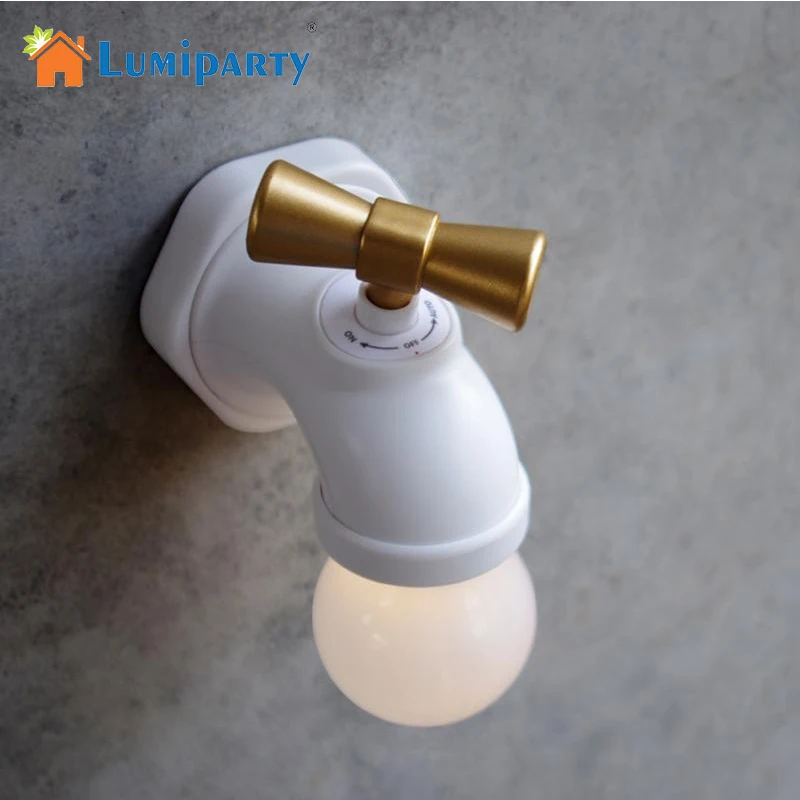 LumiParty 2017 Unique Water Tap Shape Lamp LED Antique Faucet Tap Long Time Night light Wall