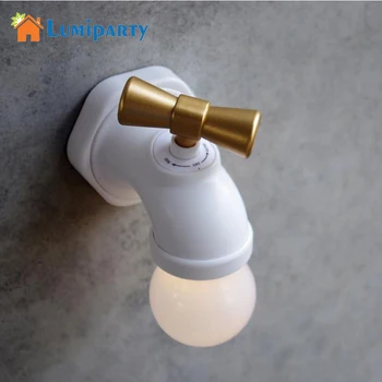 

LumiParty 2017 Unique Water Tap Shape Lamp LED Antique Faucet Tap Long Time Night light Wall Rechargeable Voice Control