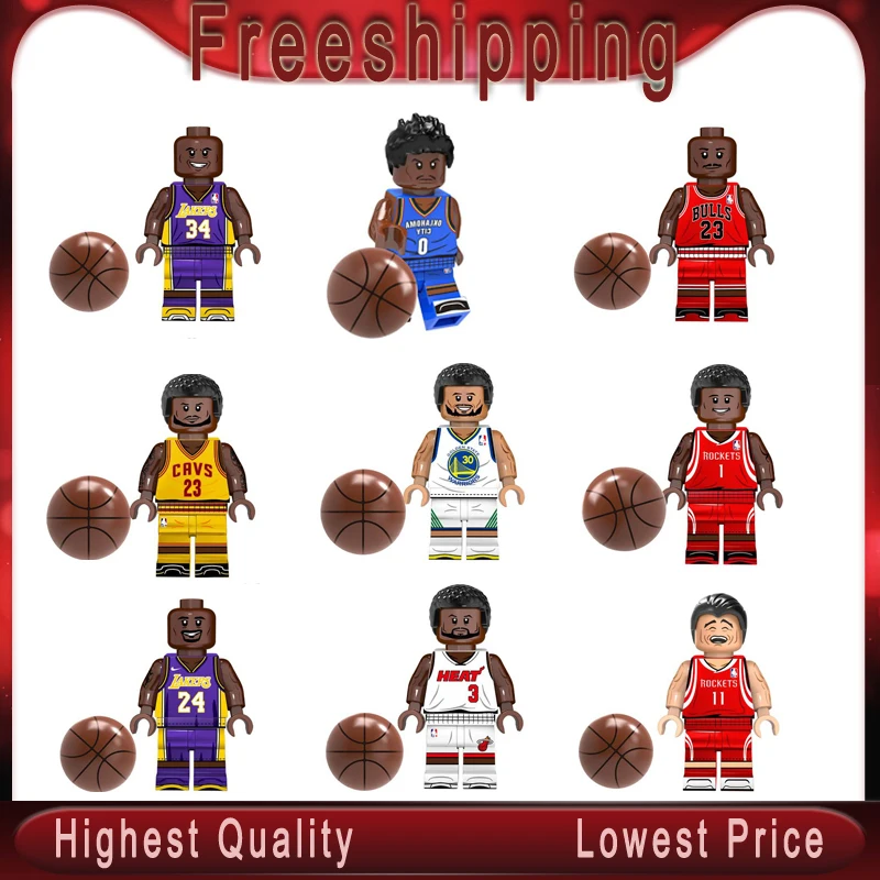

Basketball Super Stars Curry James Kobe Wade O'Neal Westbrook Jordan T-Mac Building Block Bricks Toys KT1021