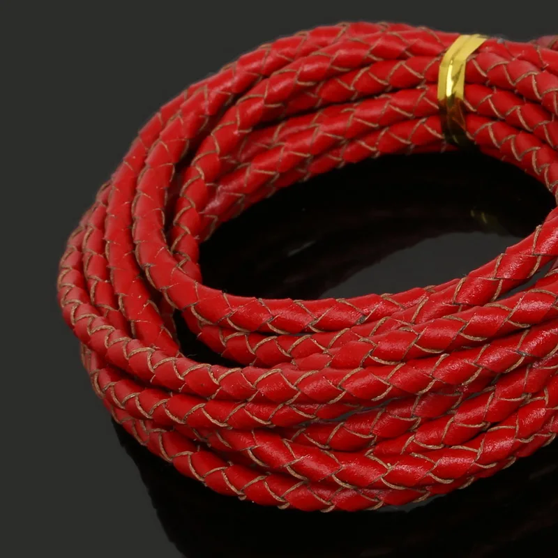 

Dia 4mm 2Meters Colorful Cord Braided Genuine Lether Rope String Cord Rope String Fit Necklace Bracelet DIY Craft Making