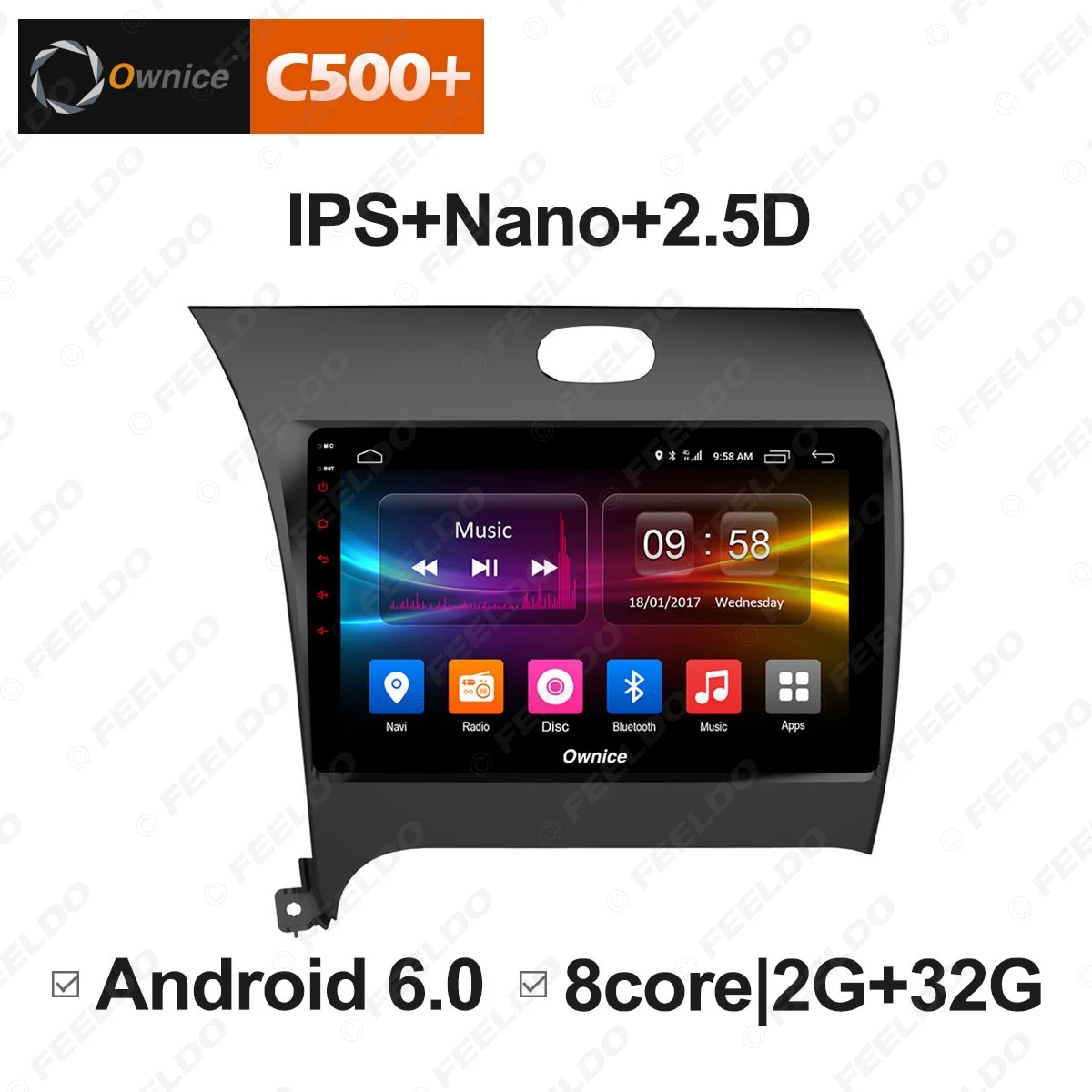 Perfect FEELDO  9 " 2.5D Nano IPS Screen Android 6.0 Octa Core/DDR3 2G/32G/4G LTE Car Media Player With GPS For K3 2013-2016 (Cerato 3) 2