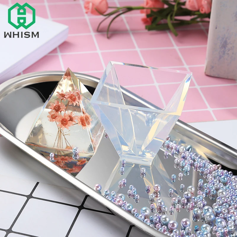 

WHISM Cake Silicone Molds Pyramid Jewelry Charms Pendants Mould DIY Crystal Epoxy Resin Molds Making Jelly Chocolate Making Tool