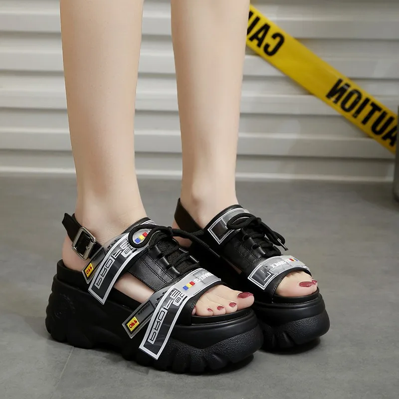 2019 Summer Chunky Sandals Women 8cm Wedge High Heels Shoes Female Buckle Platform Leather Casual Summer Slippers Woman Sandals 2019 Summer Chunky Sandals Women 8cm Wedge High Heels Shoes Female Buckle Platform Leather Casual Summer Slippers Woman Sandals