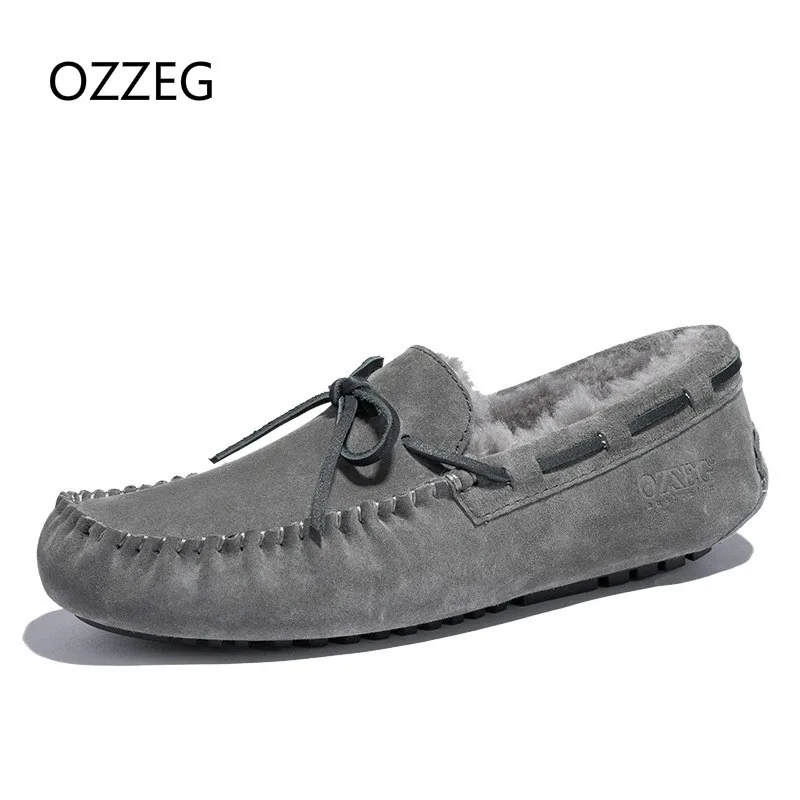 

Men Genuine Leather Shoes Slip on Real Leather Loafers 100% Real Fur Warm Winter Mens Moccasins Shoes Italian Designer Shoes