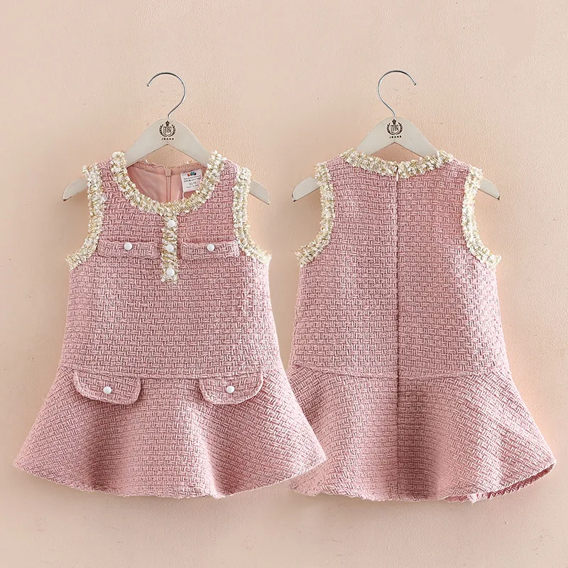 

New Baby Winter Girls Warm Clothes Kids Pink Vest Princess Dress Free Shipping