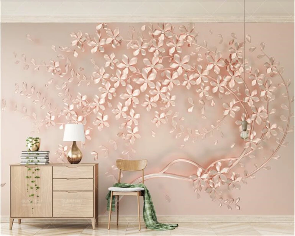 Beibehang Papel De Parede Lussuoso Ed Elegante 3D Nuovi Fiori In Oro Rosa Tv Sfondo Muro Di Hudas Bellezza Carta Da Parati Papel Tapiz