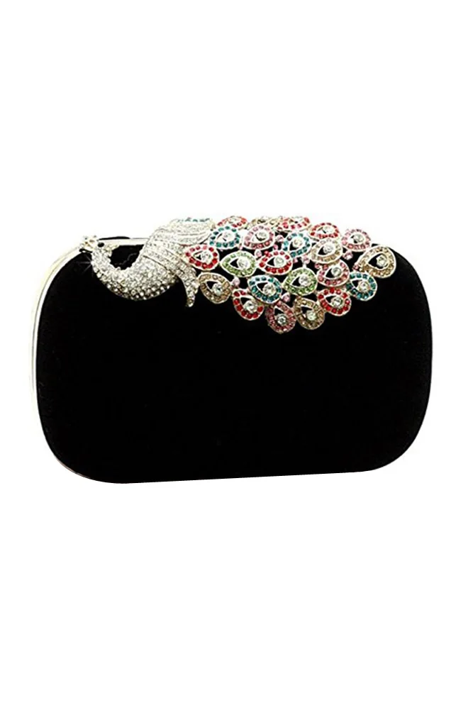 

5 X HCH Women's Elegant Evening Bag Ladies' Handbag Clutch Bag Peacock Black for Wedding and Evening Dresses)