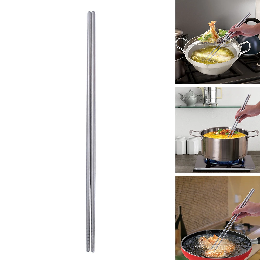 1 пара 38 см из нержавеющей стали очень длинные палочки для еды чистый Ресторан лапша горячий горшок нетоксичные столовые приборы для приготовления пищи серебро Кухня