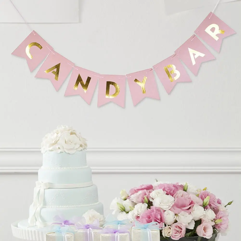 

High Quality Fashion Candy Bar Glitter Letter Banner Flag Wedding Birthday Party Supplies Decorative Banner Party Decoration