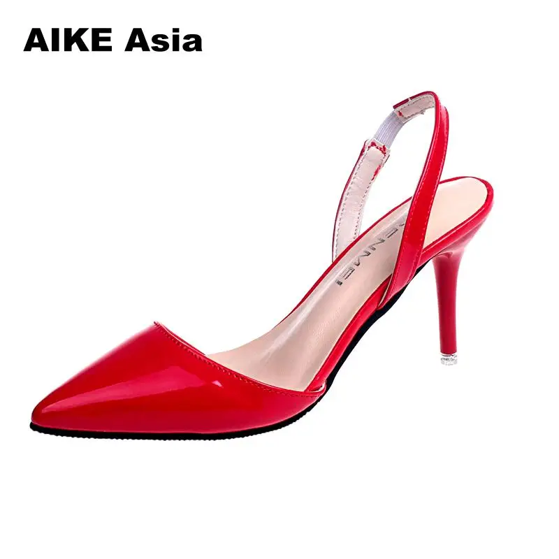 

2019 spring heel High Heels Sandals lady Pumps classics slip on Shoes sexy Women party shoes Wedding Slingbacks 8cm #3386