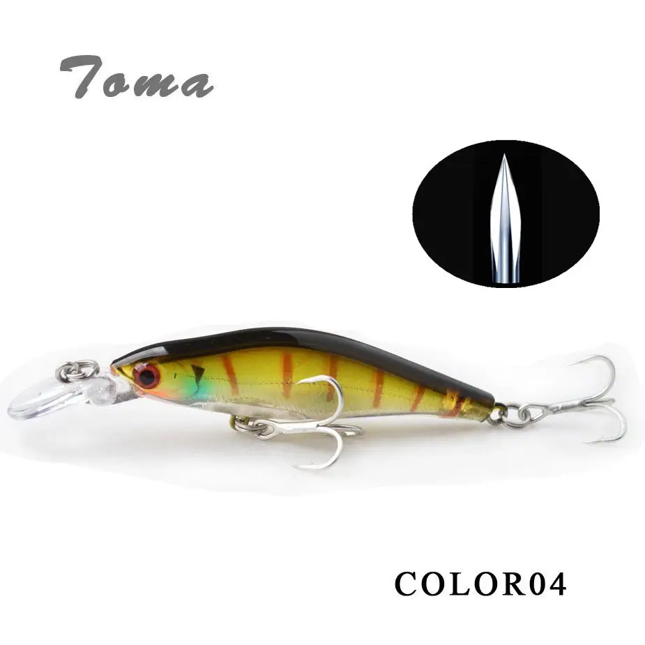

TOMA Sinking Slowly Minnow Fishing Lures Wobblers 80mm 6.5g All Depth Hard Bait Long Casting Minnow Bass Lure With 8# VMC Hook