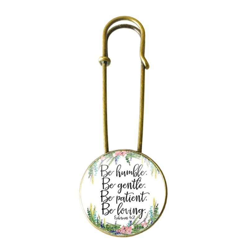 

SUTEYI New Vintage Hand-made Bible Convex Glass Brooch Fashion Pins Known As Jehovah Christian Faith Gift