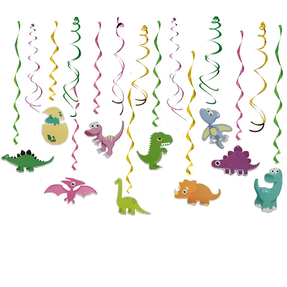 30 шт. реквизит Динозавр для вечеринки украшения висит завитки для детей Единорог тема День рождения сувениры подарок девочек