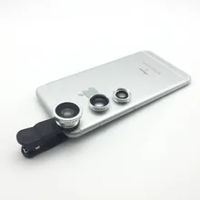 Univerasl Clip on Mobilephone 3in1 lenses Fisheye Wide Angle Macro Lens For iphone 5 5s 6 Samsung Huawei Xiaomi For Smartphone