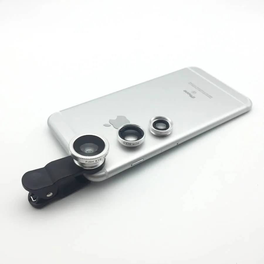 

Universal Clip on Mobilephone 3in1 lenses Fisheye Wide Angle Macro Lens For iphone 5 5s 6 Samsung Huawei Xiaomi For Smartphone