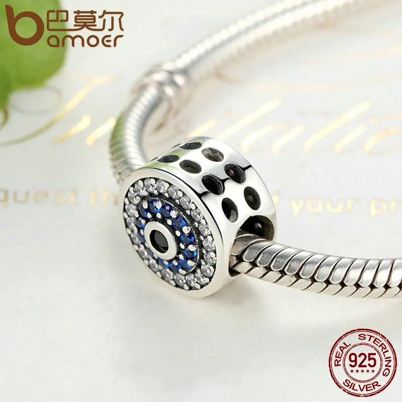 Женский браслет из серебра 100% пробы с голубыми кристаллами|charm bracelet|bracelet charms - Фото №1