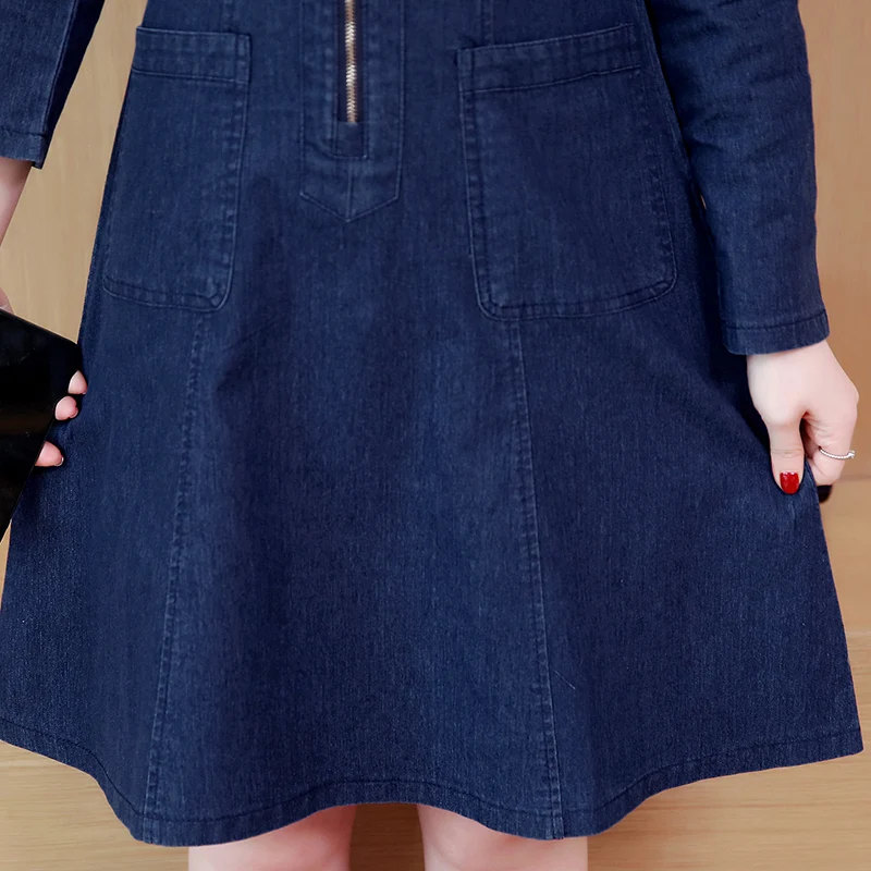 Korean Denim dress for women 2019 Spring Casual Jeans Dress Long sleeve Sexy Denim Mini Dress Plus size 5XL Female Office Dress