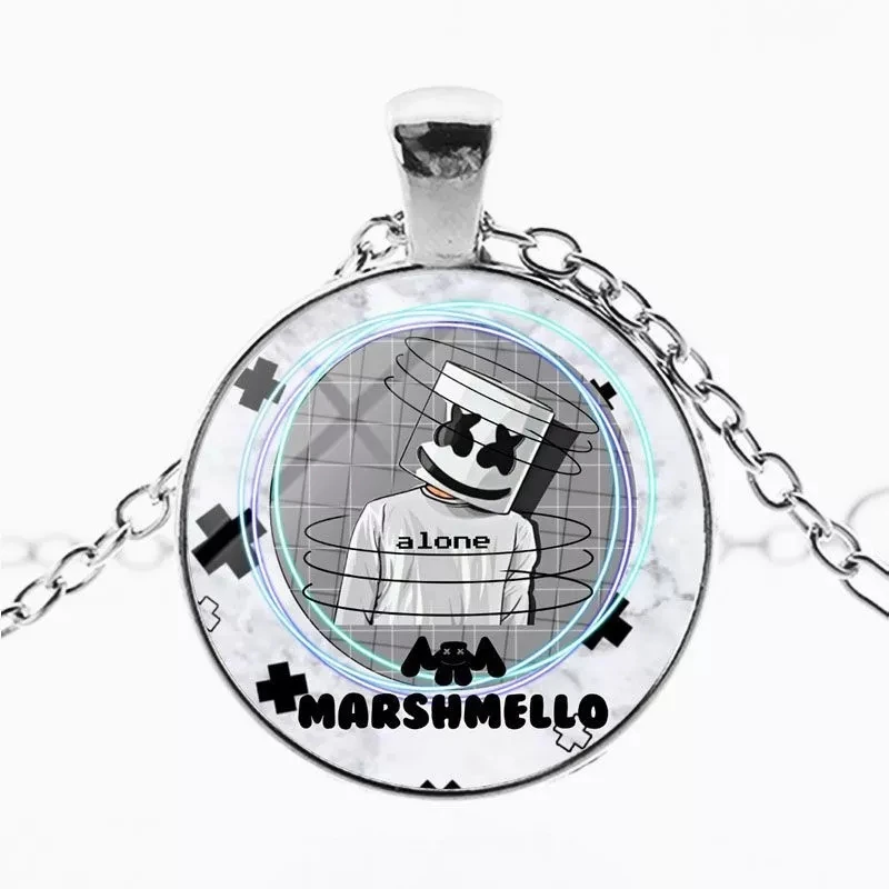 

ZSQH DJ Marshmello 7 Style Pendant Necklace For Kids DJ Marshmello Cosplay Costume Accessories Cute Marshmallo Necklace Women